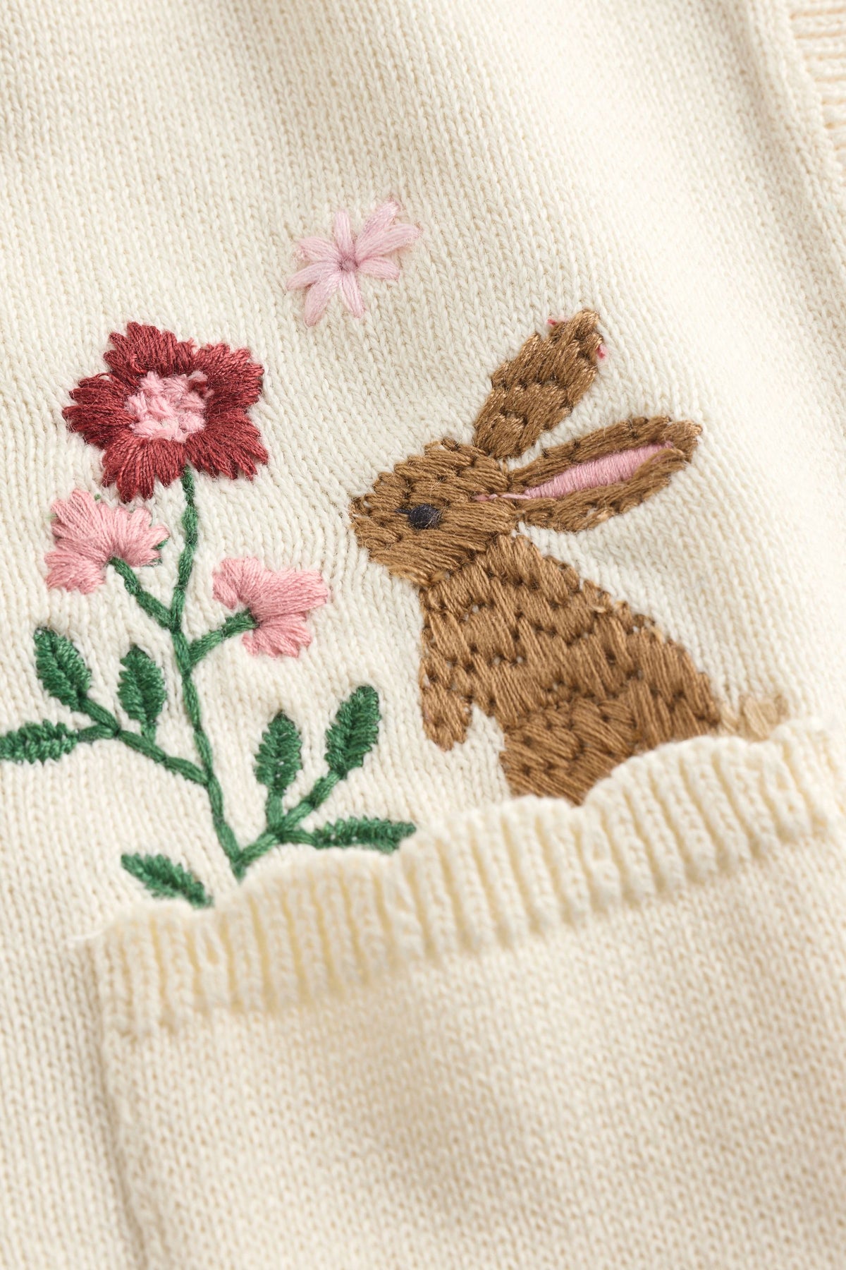 Cardigan pentru bebeluși cu broderie iepuraș – natural, NEXT