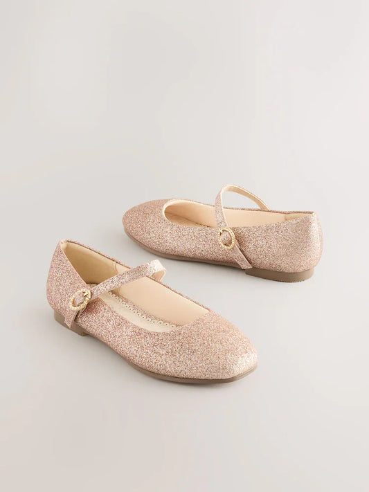 Pantofi de ocazie Mary Jane cu sclipici, calapod standard (F) – roz auriu, fete, 26.5 EU - 38 EU, NEXT