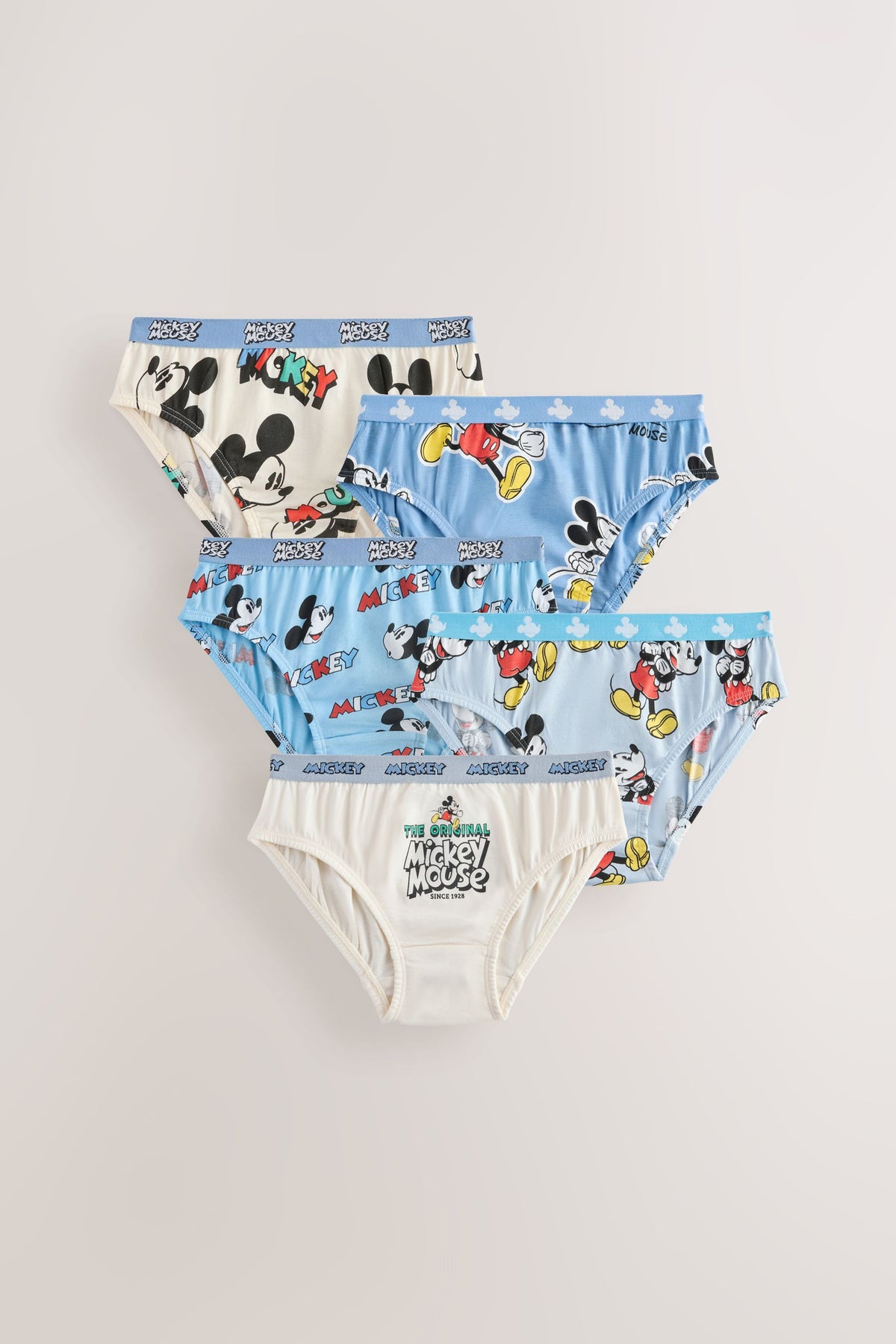 Set 5 chiloți Mickey Mouse – albastru/alb, băieți, 1,5-2 ani - 9-10 ani, NEXT