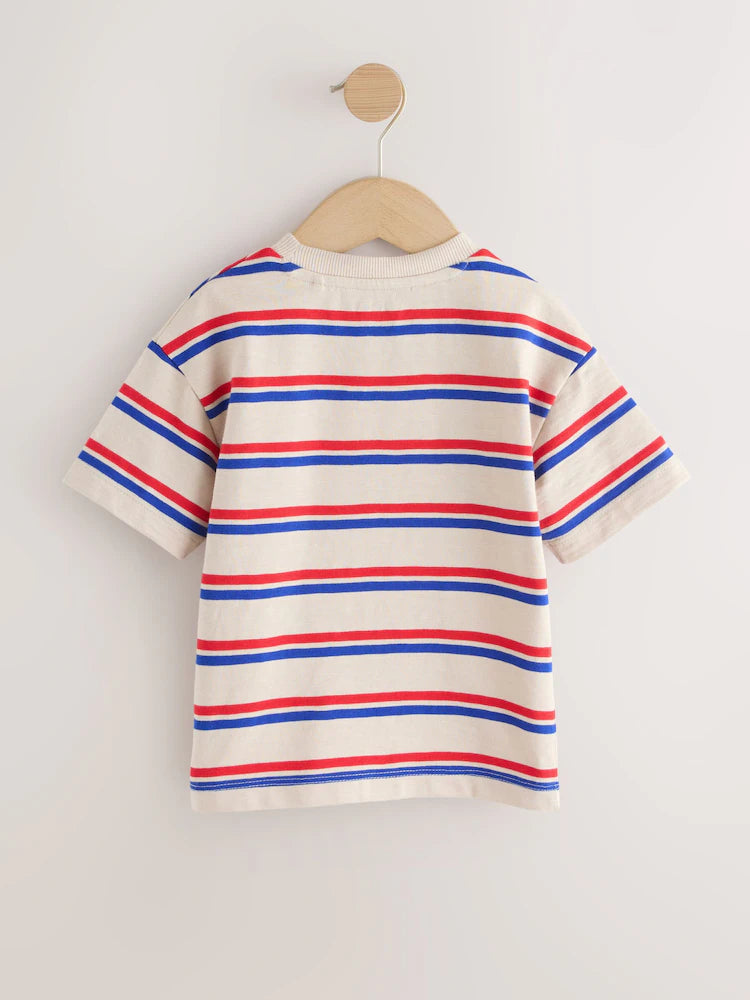 BLUE/WHITE LONDON BUS SHORT SLEEVE APPLIQUE T-SHIRT