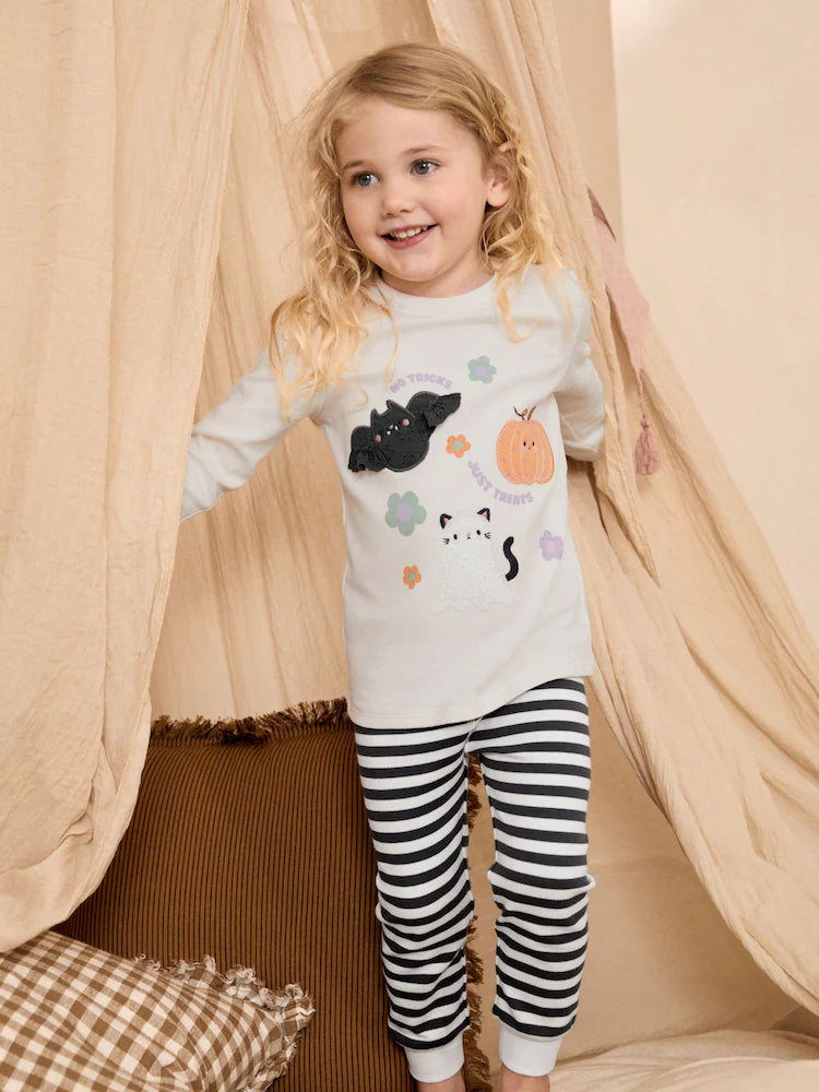 Set pijamale Halloween– alb/negru, fete, 9-12 luni - 7-8 ani, NEXT