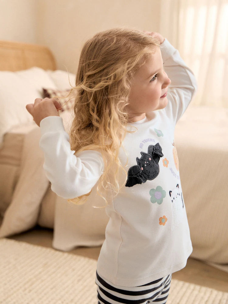 Set pijamale Halloween– alb/negru, fete, 9-12 luni - 7-8 ani, NEXT