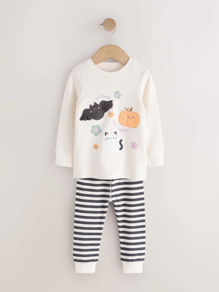 Set pijamale Halloween– alb/negru, fete, 9-12 luni - 7-8 ani, NEXT