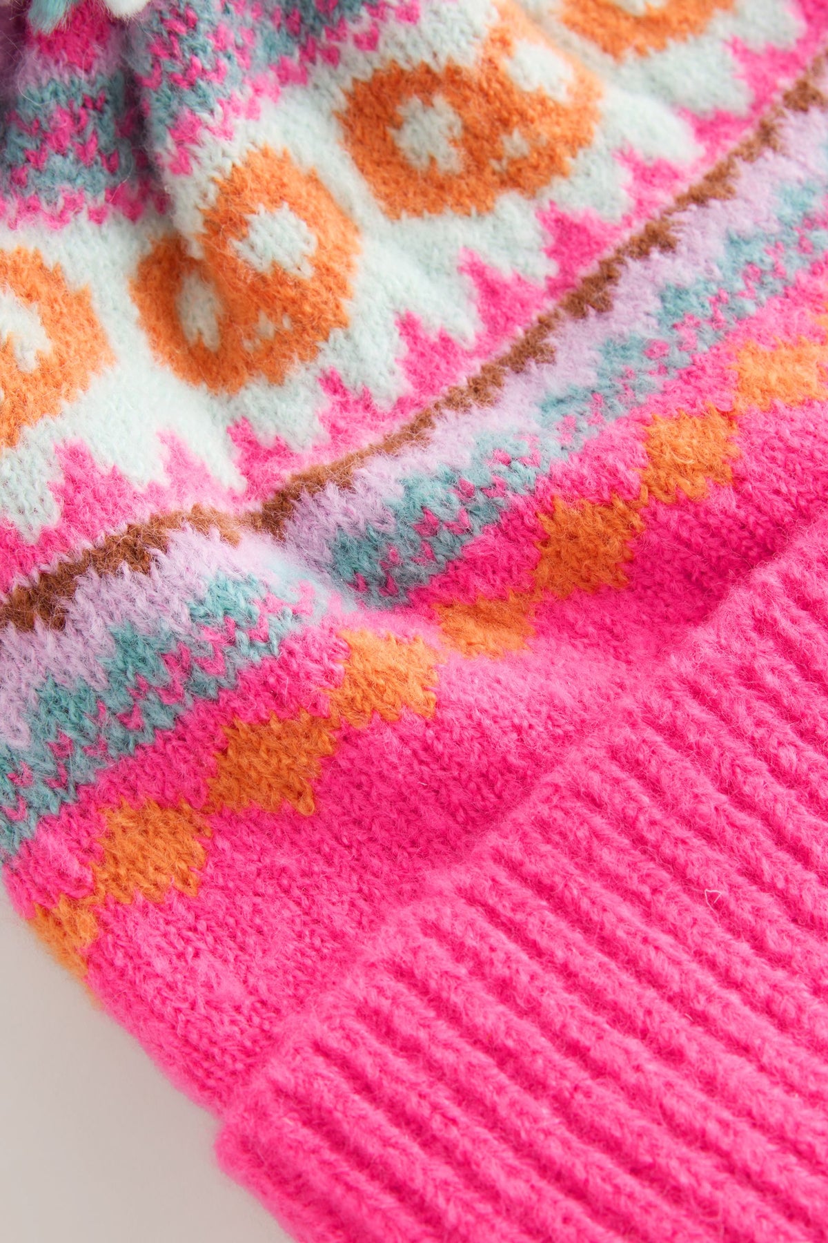 Căciulă cu model Fair Isle roz și pompon – multicolor, fete, 1-2 ani - 14-16 ani, NEXT - imagine 7