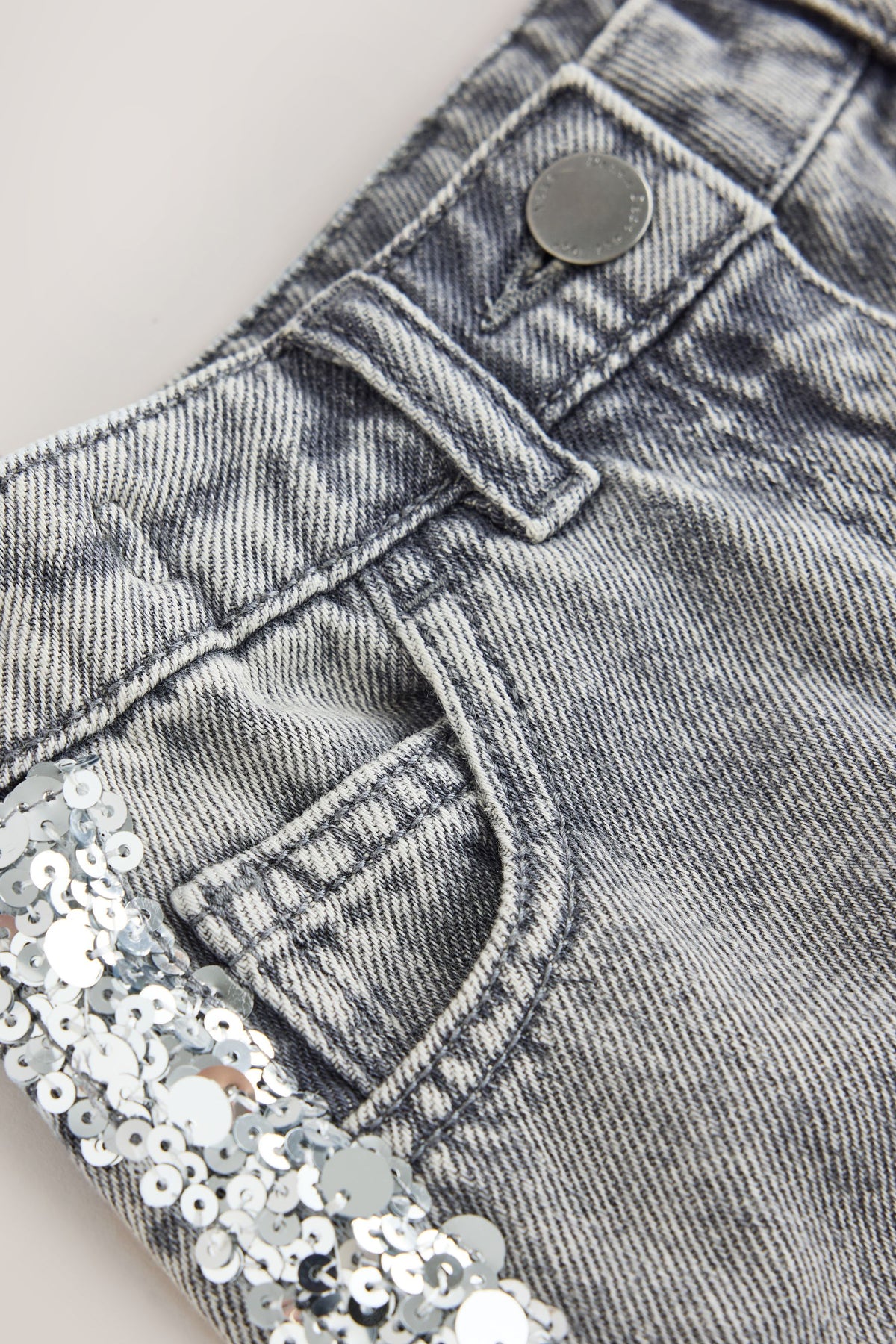 Jeans lățit cu bandă laterală din paiete gri/silver - denim albastru, fete, 3 ani - 16 ani, NEXT - imagine 7