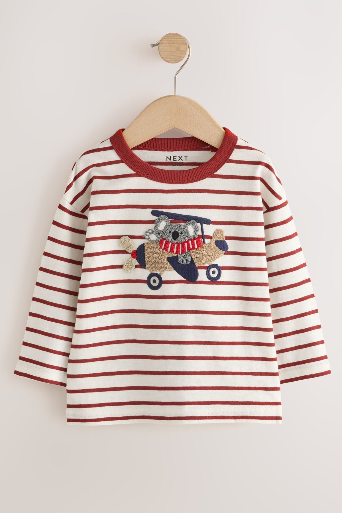 Tricou cu mânecă lungă și aplicație koala în avion – vișiniu/alb, băieți, 3-6 luni - 6-7 ani, NEXT - imagine 8