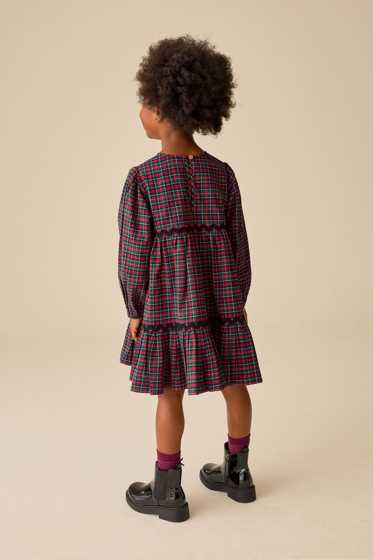 Red Check Tiered Dress - Red, Girls, 3 Yrs - 16 Yrs, NEXT - imagine 2
