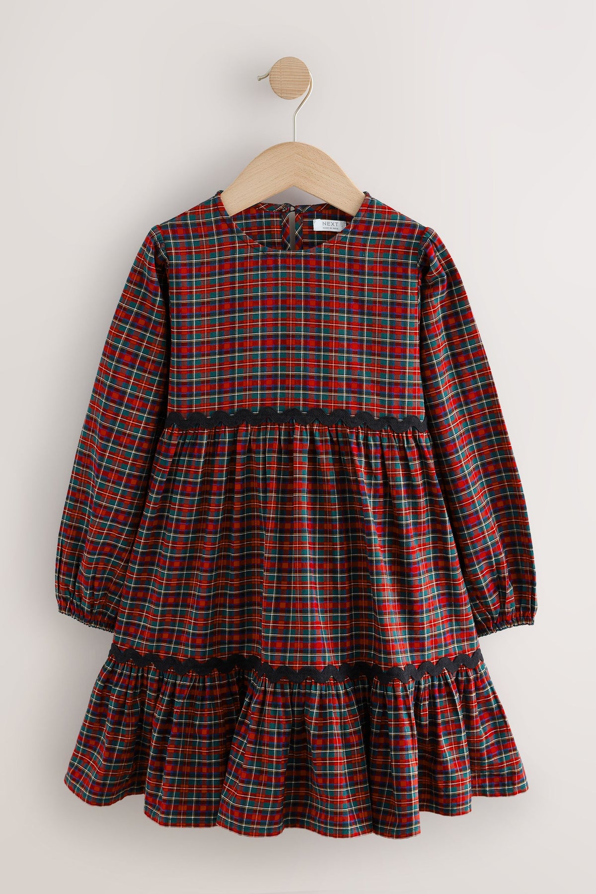 Red Check Tiered Dress - Red, Girls, 3 Yrs - 16 Yrs, NEXT - imagine 5