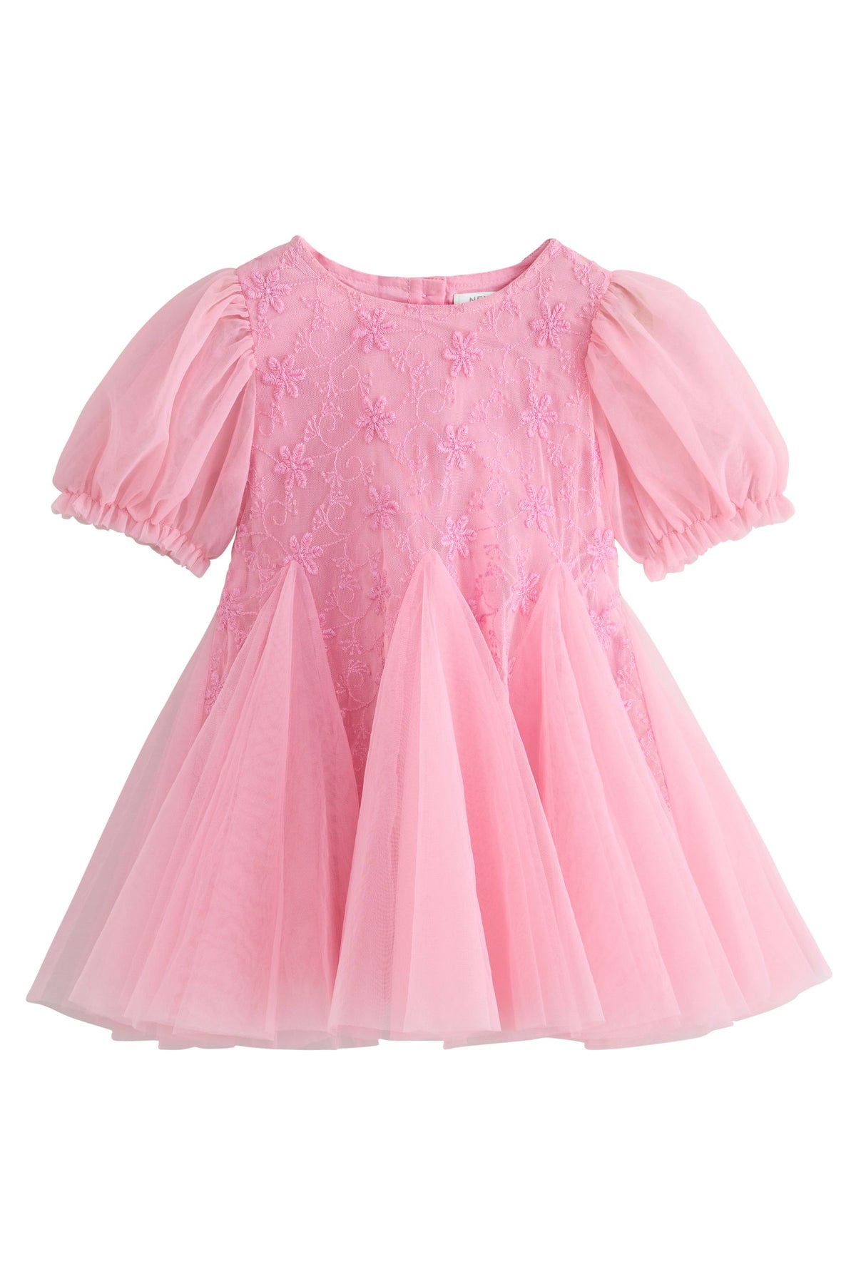 Rochie de ocazie cu clini și flori 3D – roz, fete, 3-6 luni - 7-8 ani, NEXT - imagine 5