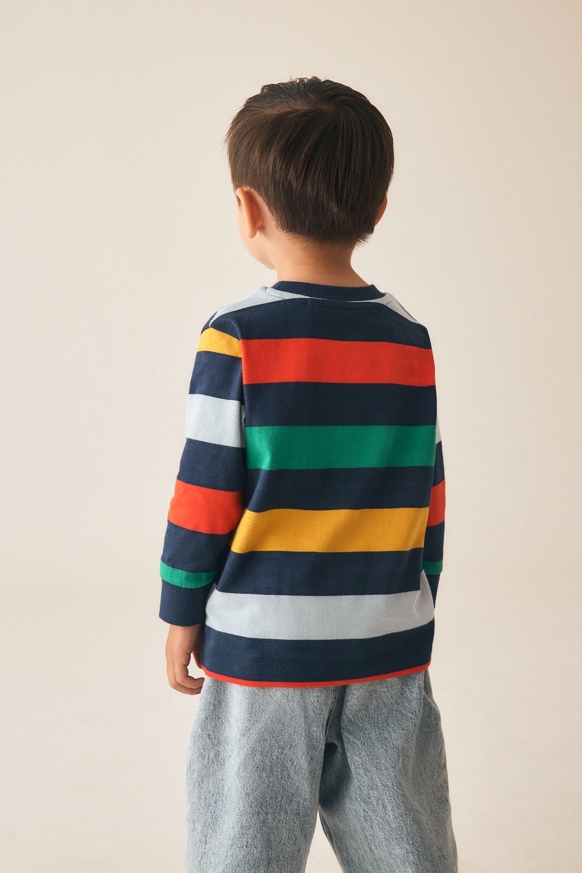 Tricou cu dungi Rainbow Navy cu mânecă lungă - Multi, Băieți, 3-6 luni - 6-7 ani, NEXT