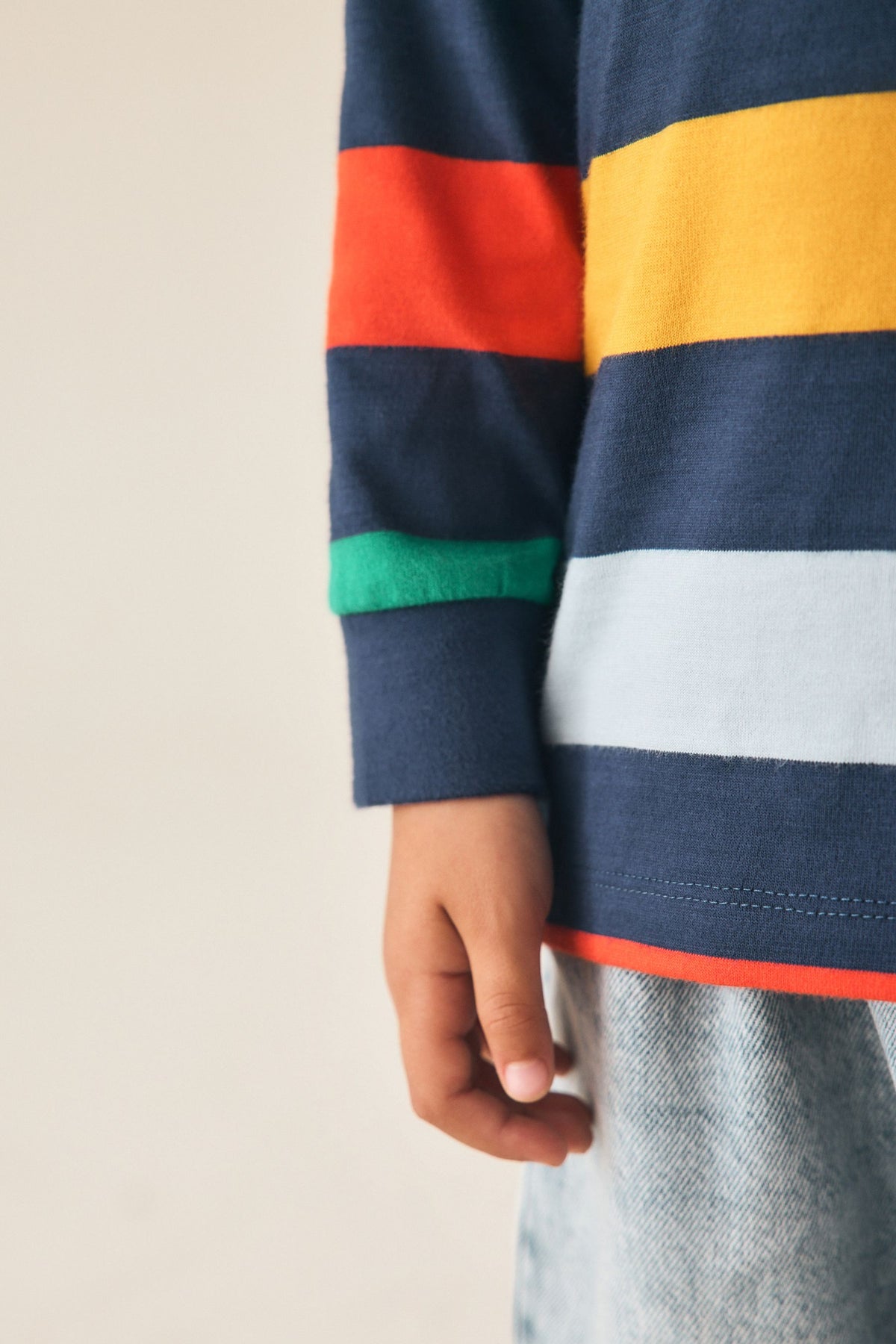 Rainbow Navy Long Sleeve Stripe T-Shirt - Multi, Boys, 3-6 Mths - 6-7 Yrs, NEXT - imagine 3